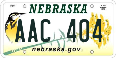 NE license plate AAC404