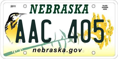 NE license plate AAC405