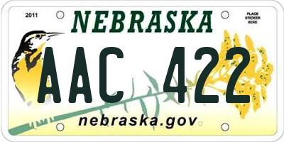 NE license plate AAC422