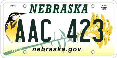 NE license plate AAC423