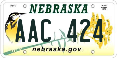 NE license plate AAC424