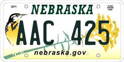 NE license plate AAC425