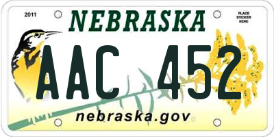 NE license plate AAC452