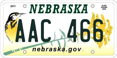 NE license plate AAC466
