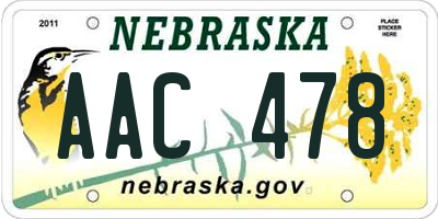 NE license plate AAC478