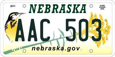 NE license plate AAC503