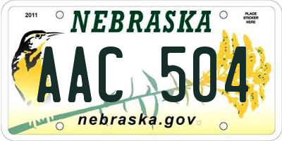 NE license plate AAC504