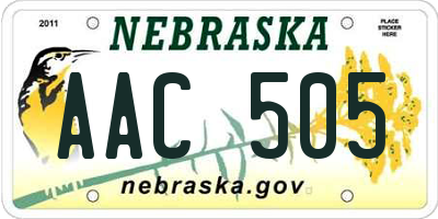 NE license plate AAC505