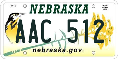 NE license plate AAC512