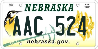 NE license plate AAC524