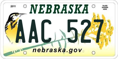 NE license plate AAC527