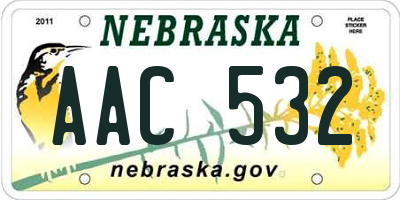 NE license plate AAC532