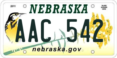 NE license plate AAC542