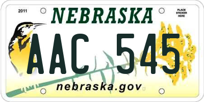 NE license plate AAC545