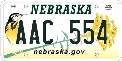 NE license plate AAC554