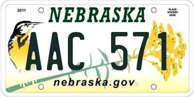 NE license plate AAC571