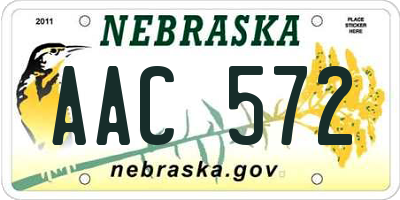 NE license plate AAC572