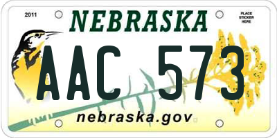 NE license plate AAC573