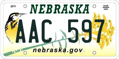 NE license plate AAC597