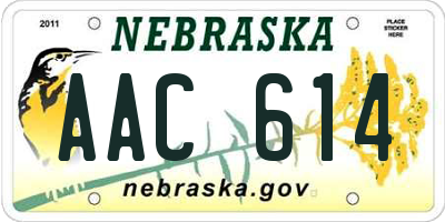 NE license plate AAC614