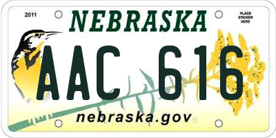 NE license plate AAC616