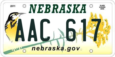 NE license plate AAC617