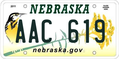 NE license plate AAC619