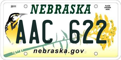 NE license plate AAC622