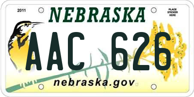 NE license plate AAC626