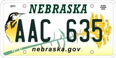 NE license plate AAC635