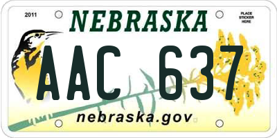 NE license plate AAC637