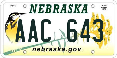 NE license plate AAC643