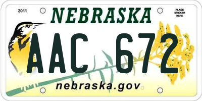 NE license plate AAC672