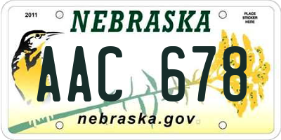 NE license plate AAC678