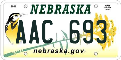 NE license plate AAC693