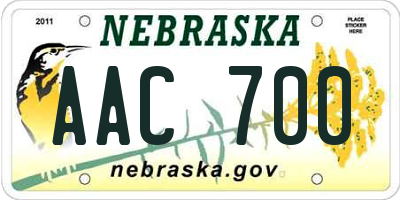 NE license plate AAC700