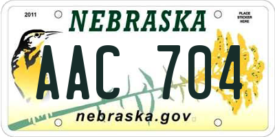 NE license plate AAC704