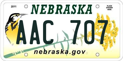 NE license plate AAC707
