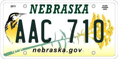 NE license plate AAC710