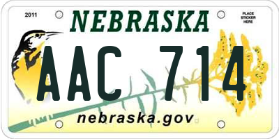 NE license plate AAC714