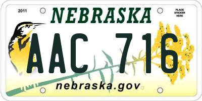 NE license plate AAC716