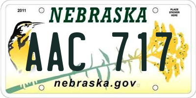 NE license plate AAC717