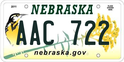 NE license plate AAC722