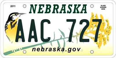 NE license plate AAC727