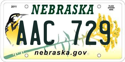 NE license plate AAC729