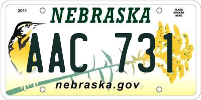 NE license plate AAC731