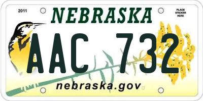 NE license plate AAC732