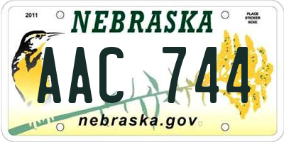 NE license plate AAC744
