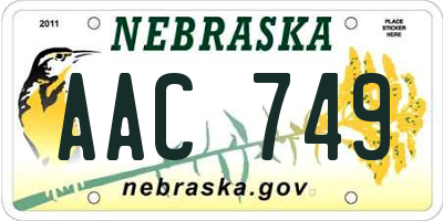 NE license plate AAC749