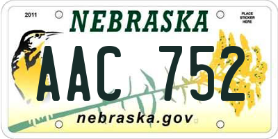 NE license plate AAC752